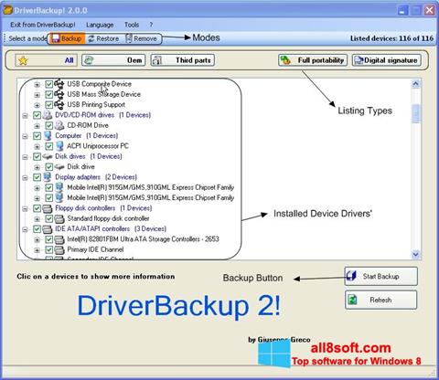 Capture d'écran Driver Backup pour Windows 8