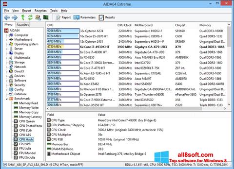 Capture d'écran AIDA32 pour Windows 8
